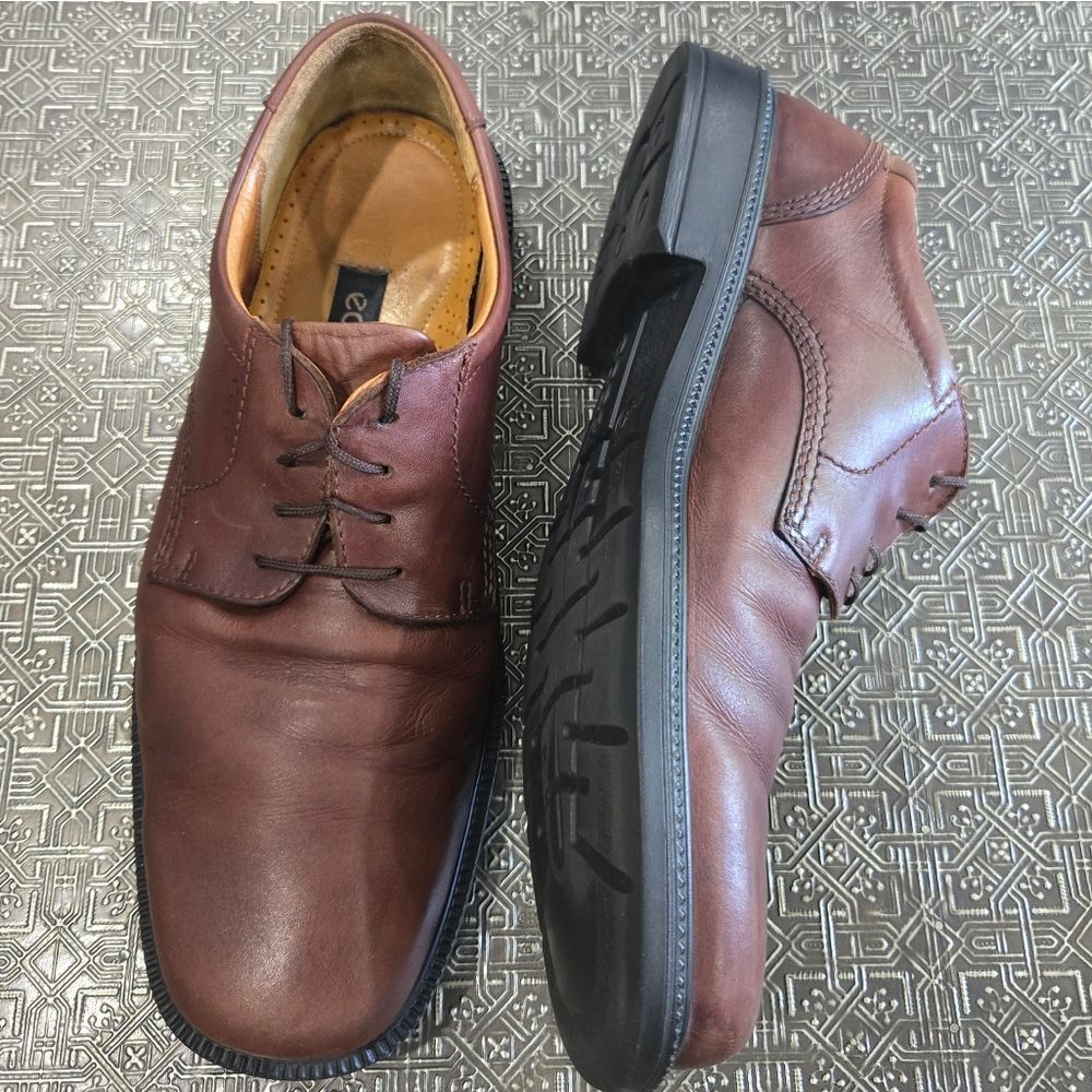 🐢 Ecco Mens Brown Leather Shoes Leather Oxford Size 11